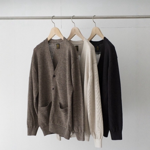 BATONER WASHED COUNT LINEN CARDIGAN 26SS 水洗亚麻V领针织开衫