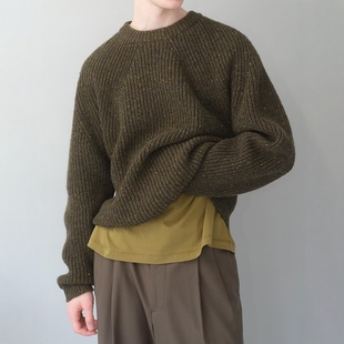 DONEGAL 25AW羊驼毛混纺彩线针织衫 SIGNATURE NECK CREW BATONER