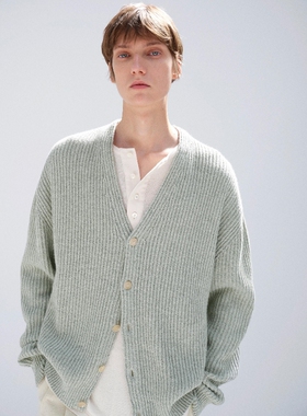 AURALEE MELANGE KNIT CARDIGAN 26SS 羊绒真丝混纺罗纹针织开衫