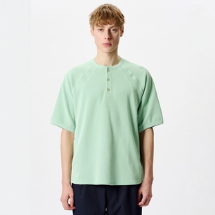 GOLDWIN Mesh Waffle Henley Neck T 26SS 网眼华夫格纹亨利领T恤