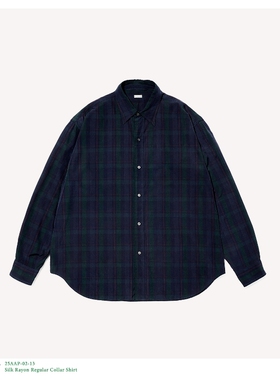 A.PRESSE Silk Rayon Regular Collar Shirt25AW真丝混纺格纹衬衫
