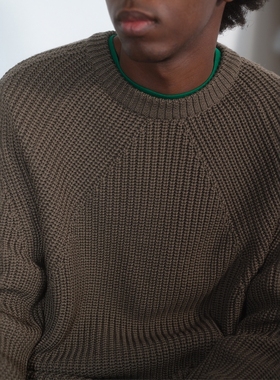 BATONER SIGNATURE CREW NECK 25AW 定番羊毛宽松圆领针织衫毛衣