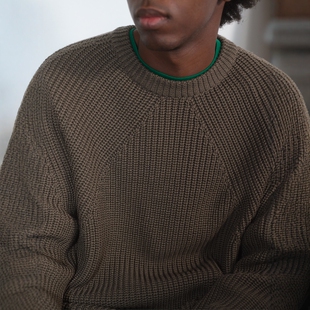 BATONER SIGNATURE CREW NECK 25AW 定番羊毛宽松圆领针织衫毛衣