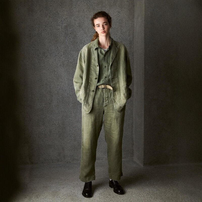 HERILL HBT LINEN WORK JACKET 26SS 做旧亚麻人字纹口袋工装夹克