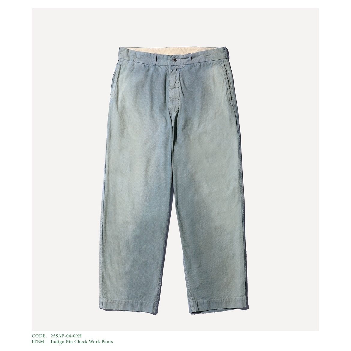 A.PRESSE Indigo Pin Check Work Pants 25SS 复古做旧蓝染工装裤