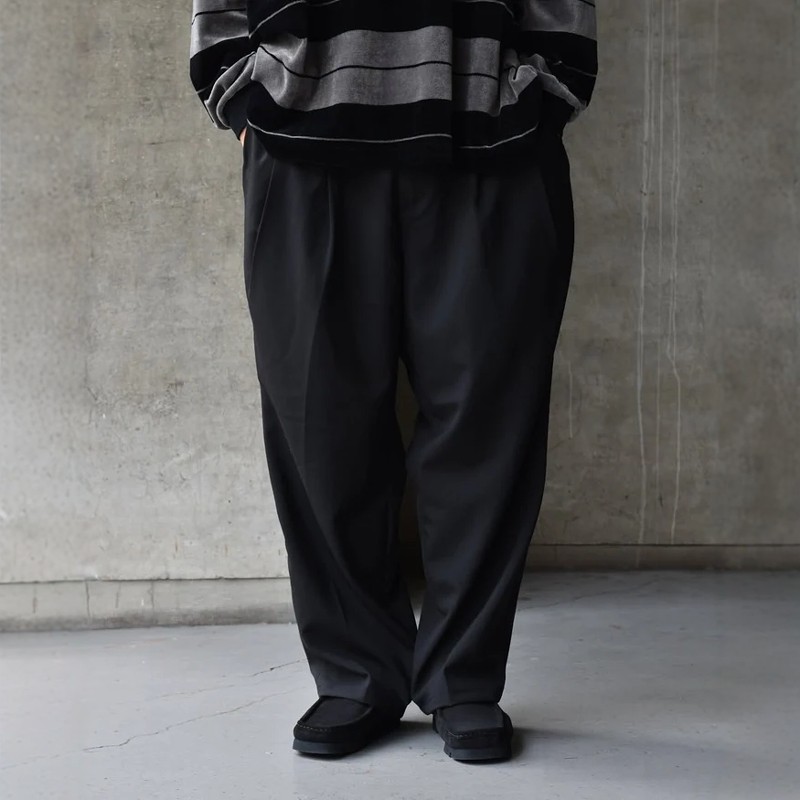 COOTIE T/W 2 Tuck Easy Pants 25SS 羊毛混纺双褶抽绳宽松西装裤