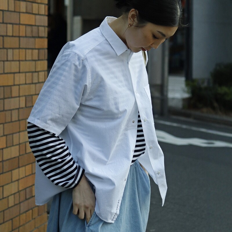 nanamica Wind S/S Shirt 26SS 复古宽松刺绣有机棉纯色短袖衬衫