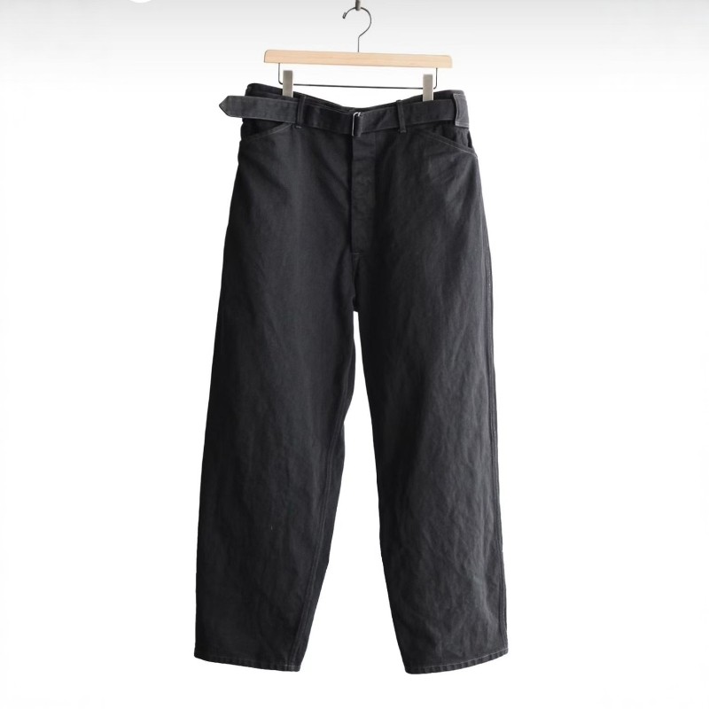 COMOLI Black denim belt pants 26SS 黑色牛仔布宽松腰带牛仔裤