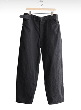 COMOLI Black denim belt pants 26SS 黑色牛仔布宽松腰带牛仔裤