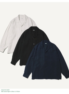 A.PRESSE Silk Linen Collar hirt 25SS真丝亚麻混纺长袖开襟衬衫