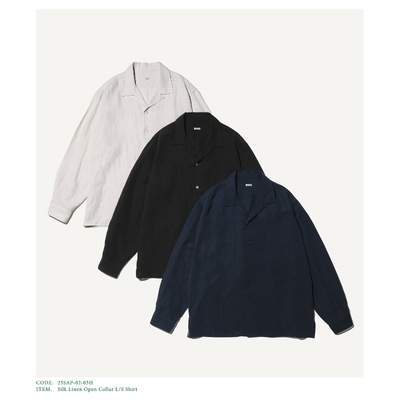 A.PRESSE真丝亚麻长袖开襟衬衫