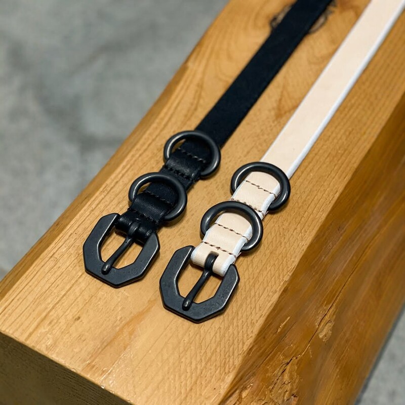 ANCELLM双环扣窄版厚牛皮腰带