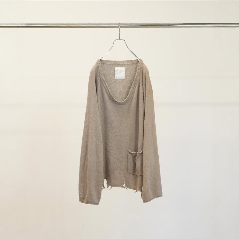 ANCELLM DAMAGE SILK UVNECK KNIT 26SS 真丝深领做旧破坏针织T恤