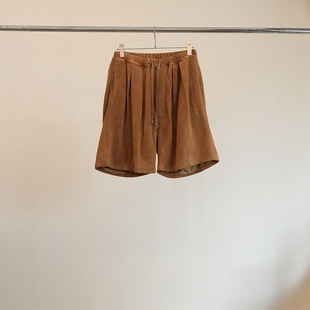 ANCELLM SUEDE TUCK WIDE SHORTS 25SS 麂皮褶皱抽绳运动宽松短裤