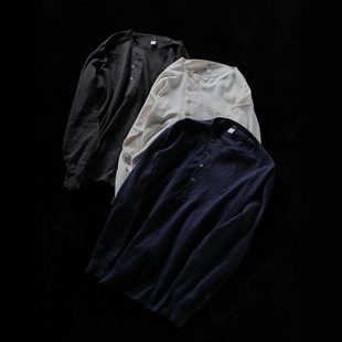 Henley Neck Shirt T.T 复古侧亨利领宽松长袖 Side 25AW T恤 618