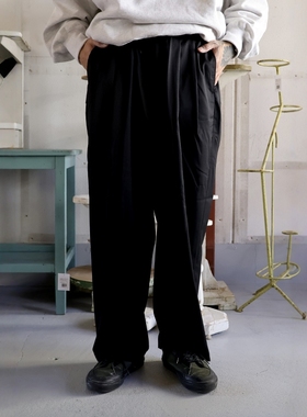 COOTIE 2 TUCK WIDE EASY TROUSERS25SS羊毛混纺双褶宽松休闲西裤