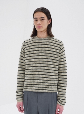 AURALEE CASHMERE RIB KNIT P/O 25AW克什米尔羊绒混纺条纹针织衫