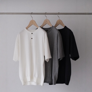 BATONER Browsing Henley Neck T-Shirt 26SS 休闲亨利领短袖T恤