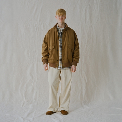 nanamica Crew Jacket 25AW 翻毛皮混纺宽松夹棉轻量立领口袋夹克