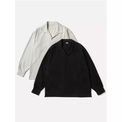 A.PRESSE起毛真丝开襟长袖衬衫