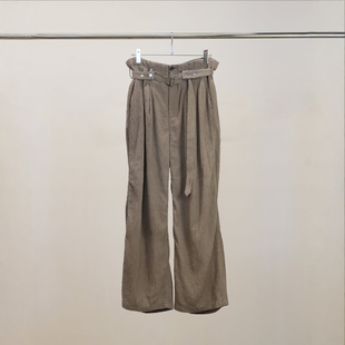 TUCK CREPE SLACKS 26SS ANCELLM 棉麻混纺腰带宽松长裤 BELTED
