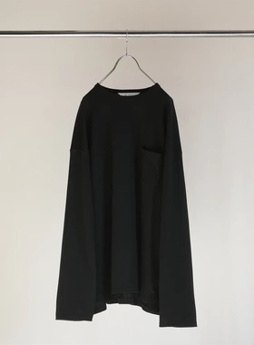 ANCELLM C/R OVER CREWNECK LS T-SHIRT 24AW丝绵混纺口袋长袖T恤