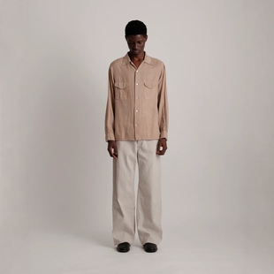 COLLAR OPEN SHIRT 26SS T.T 复古植物染色宽松开襟衬衫 LOT.101