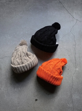 THE H.W.DOG&CO. BIG CABLE KNIT 25AW 狗牌羊毛混纺毛球针织冷帽
