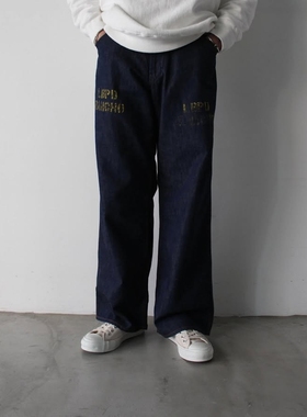 BOWWOW LBPD PRISONER DENIM PANTS 25SS 复古做旧印花宽松牛仔裤