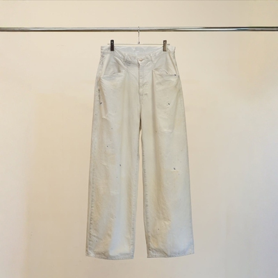 ANCELLM复古轻量泼墨白色牛仔裤