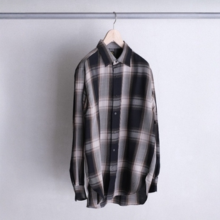 BATONER OMBRE CHECK SHIRT 26AW 羊毛羊绒真丝混纺渐变格纹衬衫