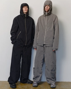 JIEDA CURVE OVER NYLON PANTS 24AW 日产尼龙口袋抽绳宽松长裤