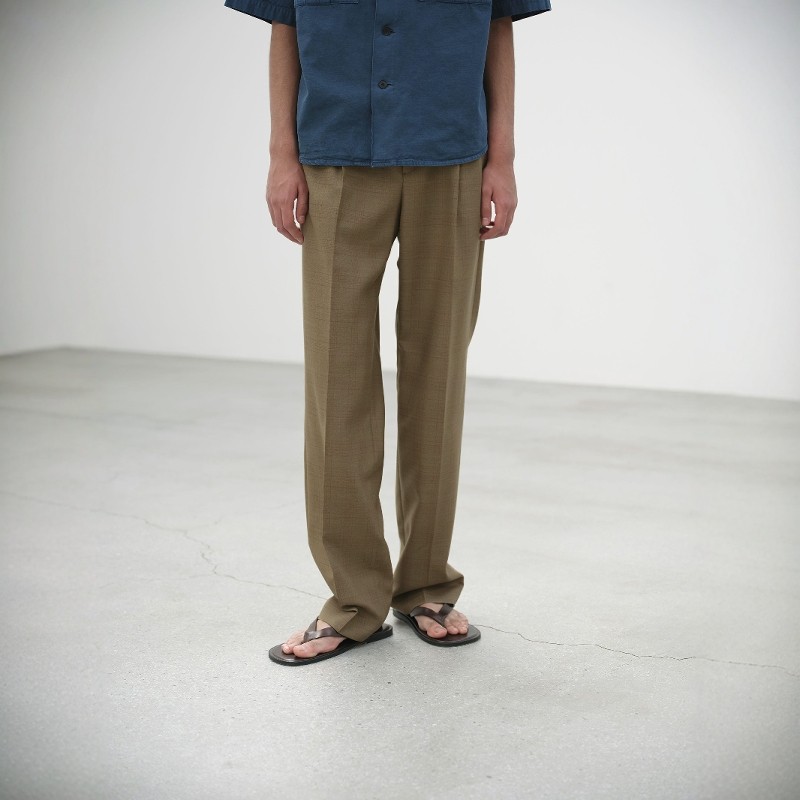 AURALEE极细羊毛双褶条纹西裤