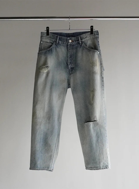 ANCELLM TAPERED 5P DENIM PANTS 24AW 刀割破坏水洗五袋牛仔裤