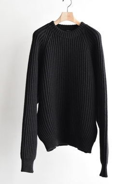 COMOLI Cashmere Military Knit 25AW和纸羊绒罗纹套头圆领针织衫