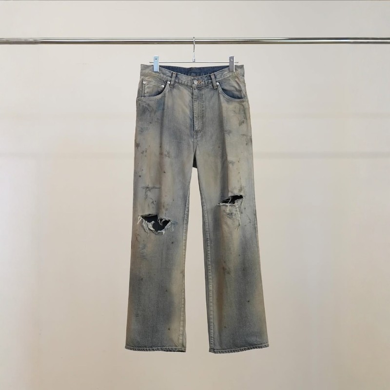 ANCELLM CRASH STRAIGHT 5P DENIM PANTS 26SS做旧破坏直筒牛仔裤,男装,牛仔裤,淘宝优惠券,粉丝福利购,淘宝优惠卷