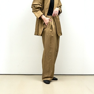 3pleated 亚麻真丝混三褶锥形休闲裤 Tapered 26SS Trousers YOKE