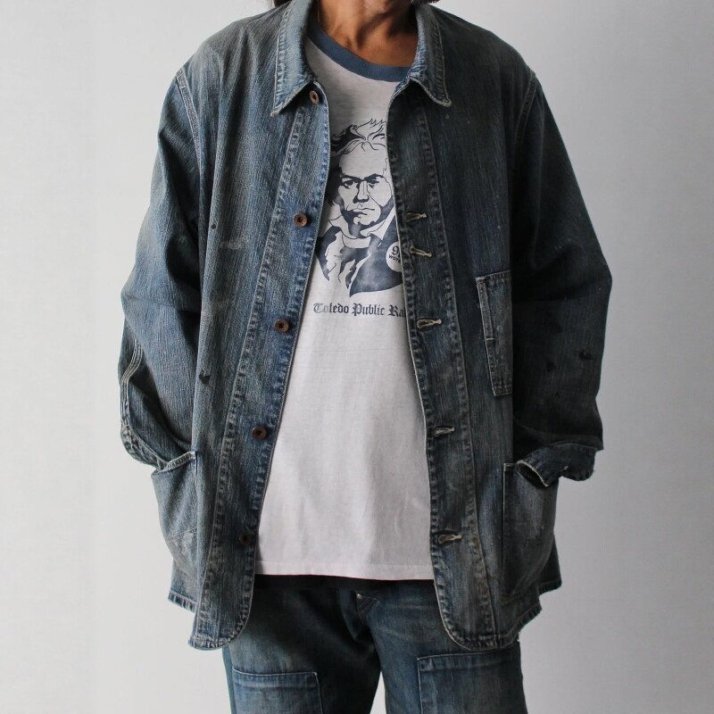 BOWWOW STAINED ENGINEER'S COVERALL 25AW 做旧油漆牛仔工装夹克