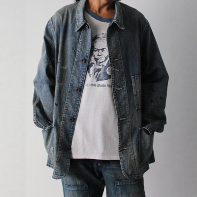 BOWWOW复古做旧油漆牛仔工装夹克