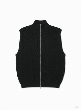 BATONER TWIST WOOL DRIVERS VEST 25AW强捻羊毛司机拉链针织马甲