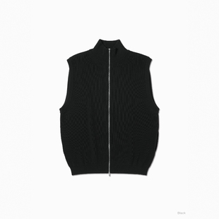 BATONER TWIST WOOL DRIVERS VEST 25AW强捻羊毛司机拉链针织马甲