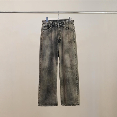 ANCELLM水洗染色加工阔腿牛仔裤