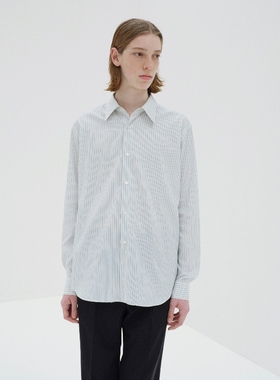 AURALEE COTTON SILK STRIPE SHIRT 25AW 长绒棉丝竖条纹长袖衬衫