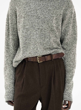 AURALEE TWO-HOLE BUCKLE BELT 25AW 工匠小羊皮植鞣双排扣腰带