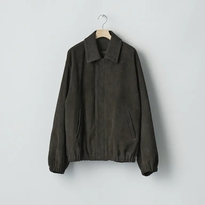 ssstein牛皮麂皮拉链教练夹克