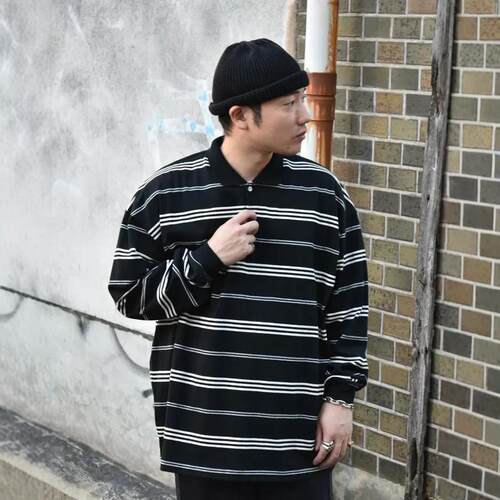 COOTIE天竺棉条纹宽松长袖衬衫
