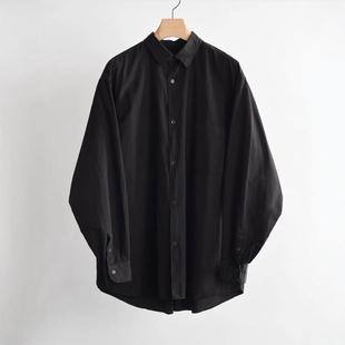 COMOLI Black comoli shirts 26AW 休闲宽松黑色染色长袖衬衫