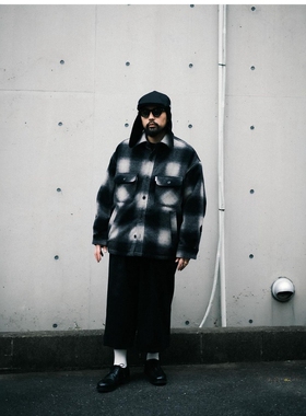 COOTIE OMBRE CHECK WOOL CPO JACKET 24AW 格纹羊毛夹棉衬衫夹克