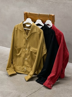 ANCELLM VEGAN SUEDE OPEN COLLAR SHIRT 26SS 麂皮开襟长袖衬衫