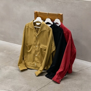 OPEN COLLAR 衬衫 VEGAN 麂皮开襟长袖 SUEDE 26SS ANCELLM SHIRT